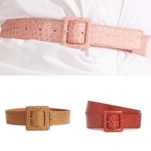 ISO Veronica Beard Croc-embossed Rossi Leather Belt in all colors sz XS